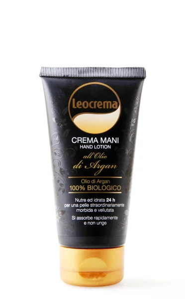 Pomorie Bulgaria March 2018 Leocrema Hand Cream Argan Oil Isolated — Stock Photo, Image