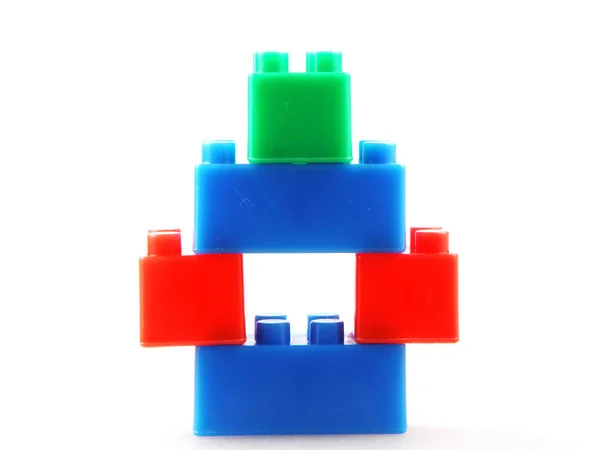 Plastic Building Blocks Toys Isolated White Background — ストック写真