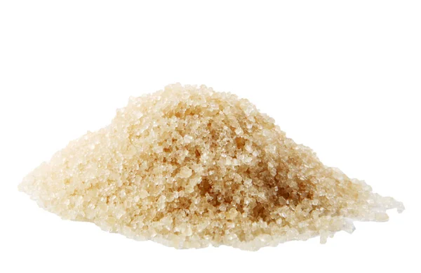 Detailní Záběr Surového Hnědého Cukru Izolovaného Bílém — Stock fotografie