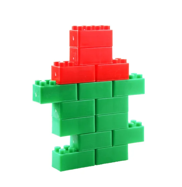 Blocs Construction Plastique Jouets Isolés Sur Fond Blanc — Photo