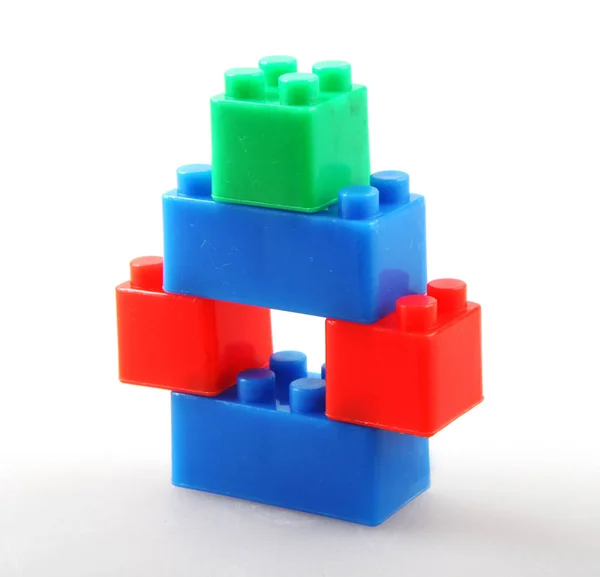 Пластиковые Строительные Блоки Игрушки Изолированы Белом Фоне — стоковое фото