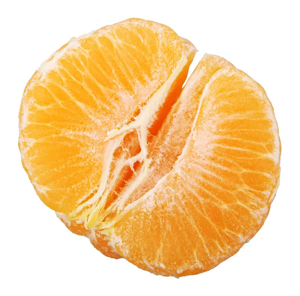 Nahaufnahme Einer Frisch Geschälten Mandarine Auf Weißem Hintergrund — Stockfoto