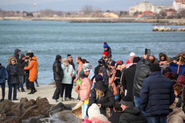 Pomorie, Bulgaria - January 06, 2020: Epiphany in the town of Pomorie. Epiphany is a Christian feast day that celebrates the revelation of God incarnate as Jesus Christ.