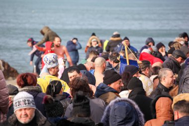 Pomorie, Bulgaria - January 06, 2020: Epiphany in the town of Pomorie. Epiphany is a Christian feast day that celebrates the revelation of God incarnate as Jesus Christ.