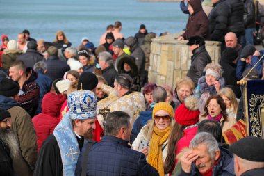Pomorie, Bulgaria - January 06, 2020: Epiphany in the town of Pomorie. Epiphany is a Christian feast day that celebrates the revelation of God incarnate as Jesus Christ.