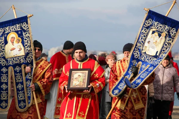 保加利亚波莫里 Pomorie Bulgaria 2020年1月6日 波莫里镇的埃皮法尼 以弗所是一个基督教的节日 庆祝神启示的化身为耶稣基督 — 图库照片