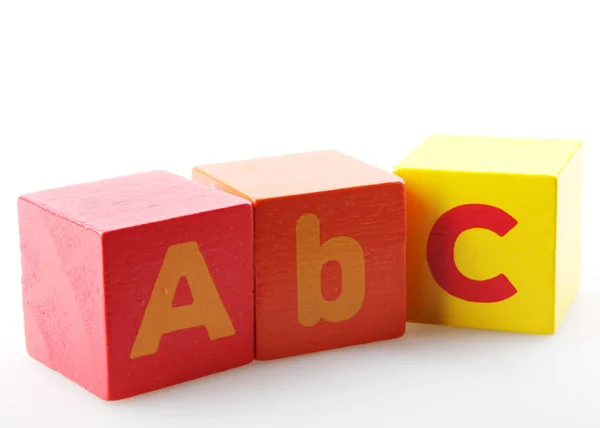 Wooden Alphabet Blocks Isolated White Background — Stock Photo, Image