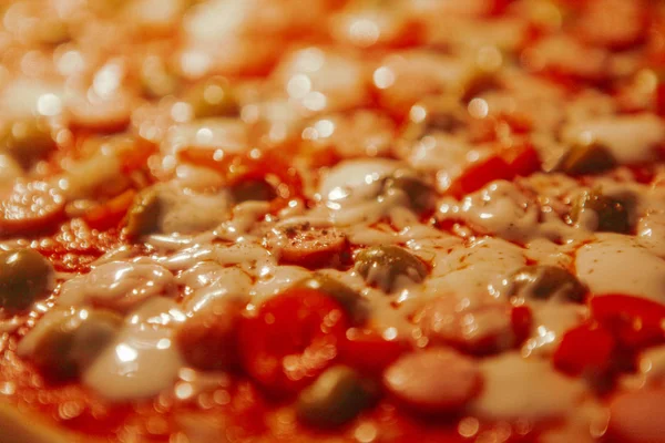 Bild Varm Hemlagad Pepperoni Pizza — Stockfoto