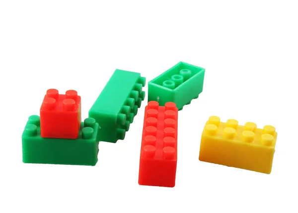 Plastic Building Blocks Toy Isolated White Background Royalty Free Stock Photos