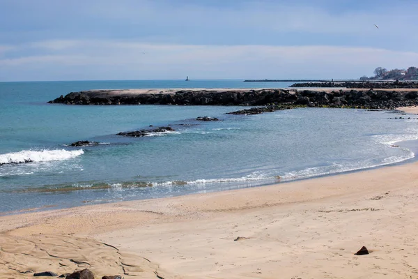 Plage Mer Dans Lumière Lumineuse Soleil — Photo