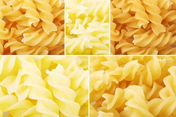 Collage Foto Con Vari Pasta Cruda Collezione Cucina Italiana — Foto Stock