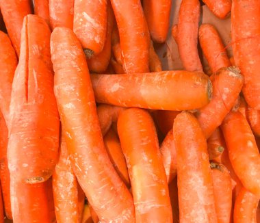 Taze havuçların yakın çekimi. Sağlıklı Taze Gıda Arkaplanı.