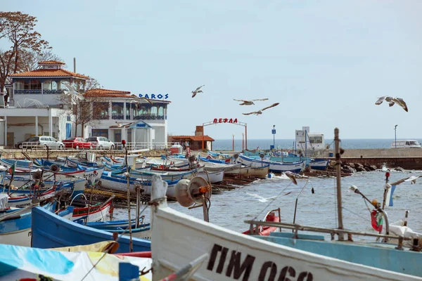 Pomorie Bulharsko Března 2020 Rybářské Lodě Přístavu — Stock fotografie