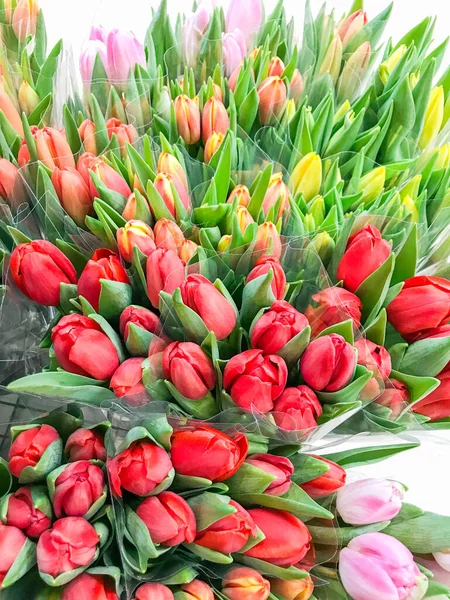Kleurrijke Tulpen Koop Markt — Stockfoto