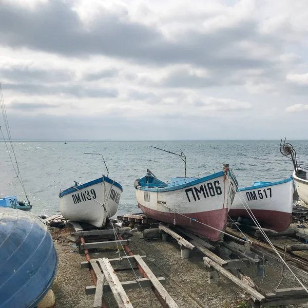 Pomorie Bulgarien März 2020 Fischerboot Hafen — Stockfoto