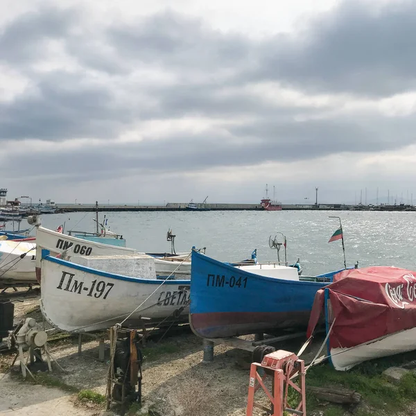 Pomorie Bulgarien März 2020 Fischerboot Hafen — Stockfoto