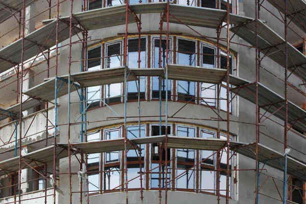 Renovatie Van Een Nieuw Gebouw Nieuwbouw Buitenwandisolatie — Stockfoto