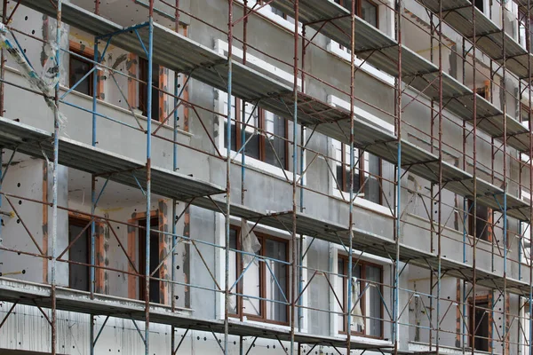 Renovering Byggnad Nybyggnation Ytterväggsisolering — Stockfoto