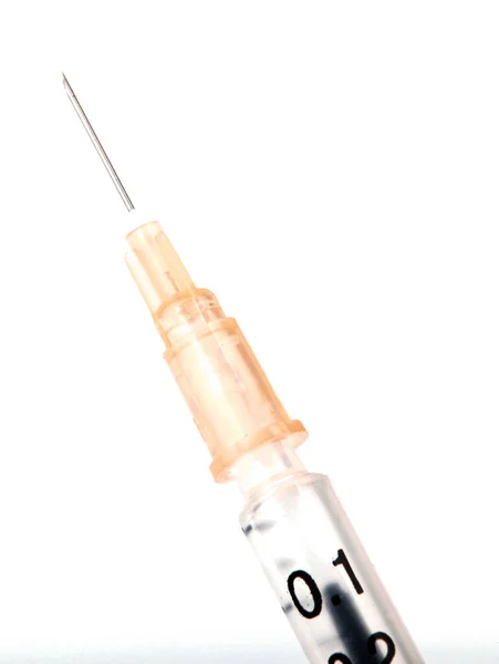 Typical Plastic Medical Syringe Fitted Detachable Stainless Steel Needle — Stock Photo, Image