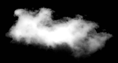 Siyah arkaplana karşı izole beyaz bulutlar kümesi