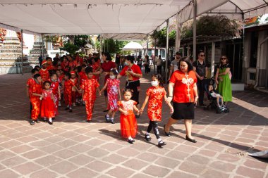 Bangkok, Thailand, January 23, 2020. Wat Pho Buddist temple complex, preparation to celebration Chinese New Year 2020