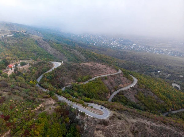 Sighnaghi Serpentine Road Foggy Weather — Stock Photo, Image