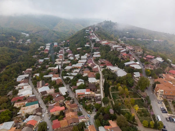 Sighnaghi Foggy Sunrise Aerial Photo — 图库照片