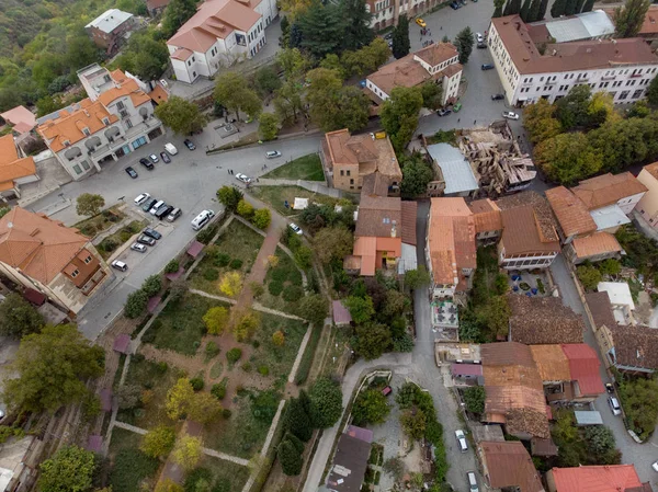 Sighnaghi Nebbioso Alba Foto Aerea — Foto Stock