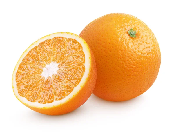 Frutas cítricas de laranja com metade isoladas em branco — Fotografia de Stock