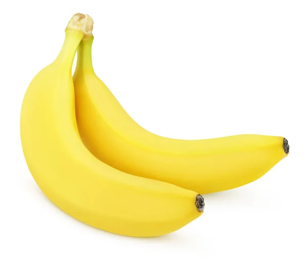 Два жовтих банани ізольовані на білому — стокове фото
