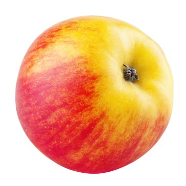 Tek taze kırmızı sarı elma üzerine beyaz izole