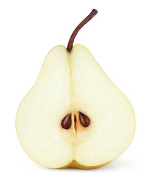 Yaprak üzerinde beyaz izole Kırmızı Sarı armut meyve