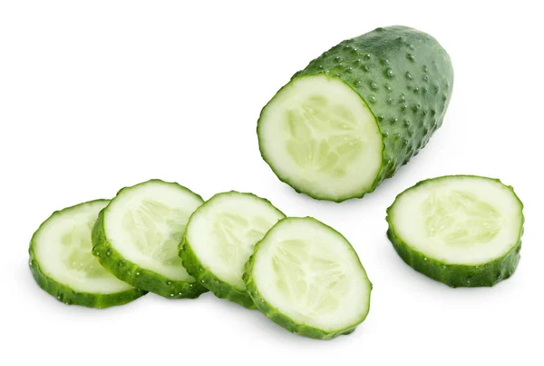 Sliced cucumber isolated on white — Stock Photo, Image