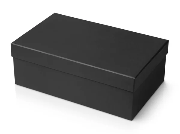 Caixa de sapato preto isolado no branco — Fotografia de Stock