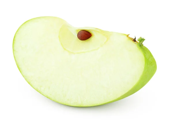 Grøn æble skive på hvid - Stock-foto
