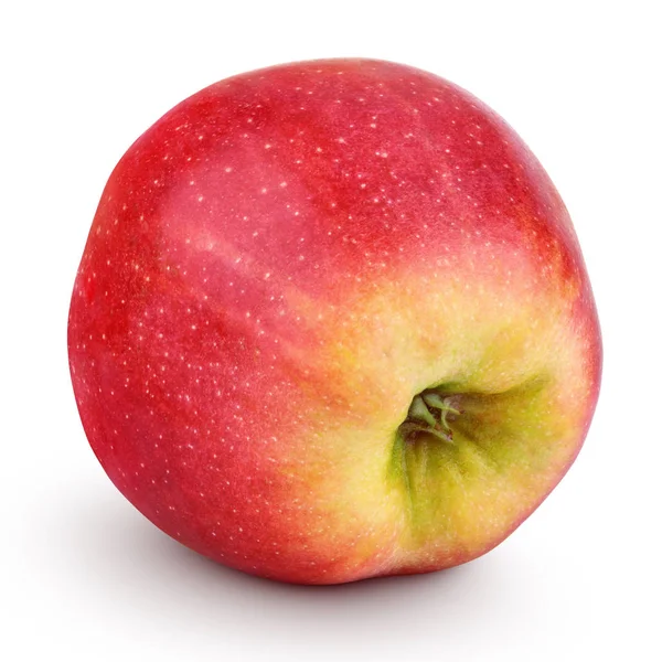 Einzelner frischer roter gelber Apfel isoliert auf weißem — Stockfoto