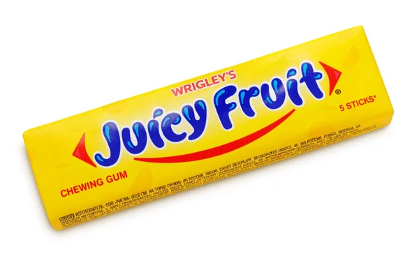 Guma do żucia Juicy Fruit Wrigley's na białym tle — Zdjęcie stockowe