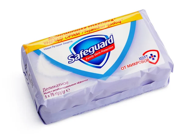 Pasek o ochronne delikatne mydło na białym tle — Zdjęcie stockowe