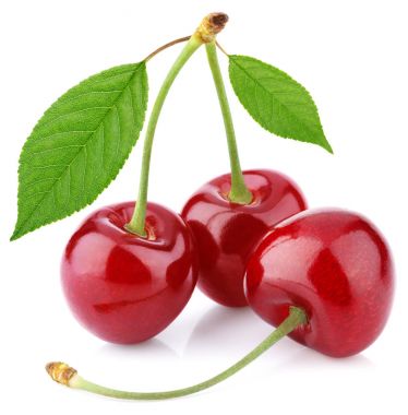Beyaz izole yaprakları ile üç kiraz berry
