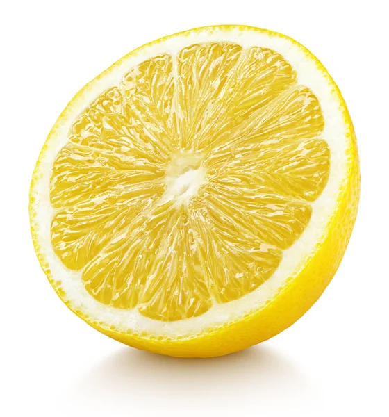 Half of yellow lemon citrus fruit isolated on white — Stock Photo, Image