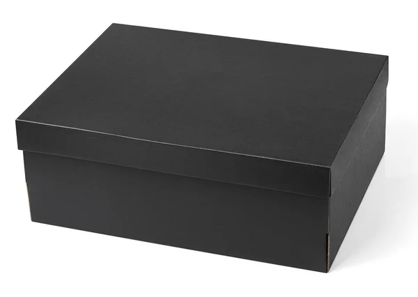 Pudło na buty czarne na białym tle — Zdjęcie stockowe