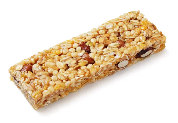 Granola bar (muesli or cereal bar) isolated on white — Stock Photo, Image