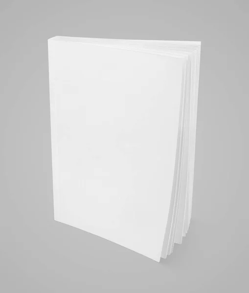 Livro branco em branco sobre cinza — Fotografia de Stock