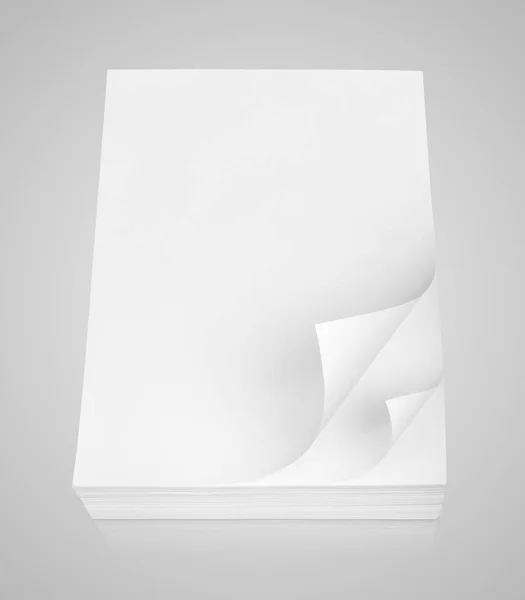 Halom fehér könyv a szürke háttér — Stock Fotó