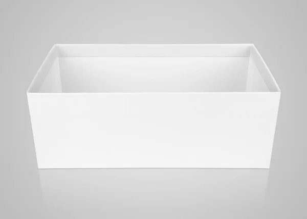 Opened empty shoe box on gray — Stock Photo, Image