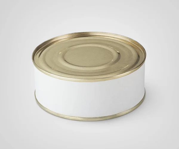 Small tin can on gray — Stock Photo, Image
