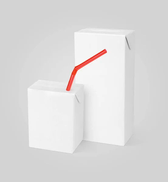 Mléko nebo džus krabička balíčky — Stock fotografie