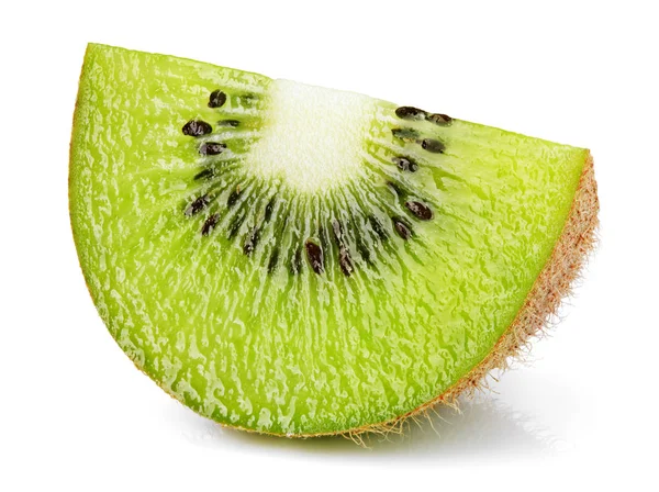 Moget segment av kiwi frukt stå isolerade på vit — Stockfoto