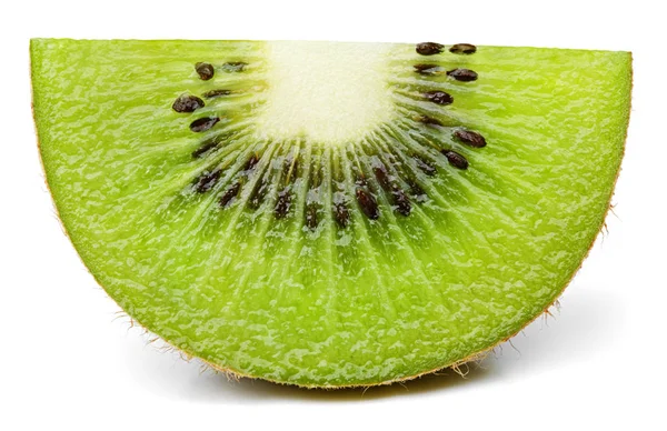 Moget segment av kiwi frukt stå isolerade på vit — Stockfoto