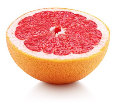 Yarım greyfurt narenciye meyve üzerinde beyaz izole